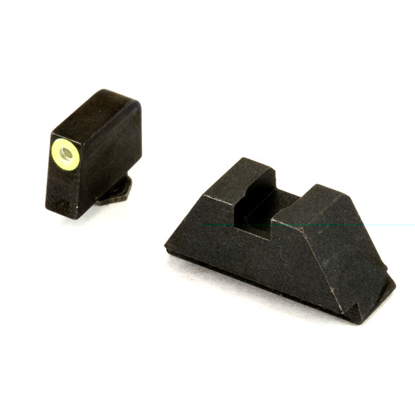 AmeriGlo Suppressor Height Tritium Sight Set For GLOCK Green Tritium Front Steel Rear LumiGreen Outline 1-Dot Sights Steel