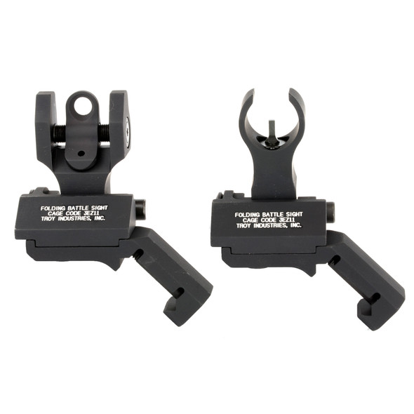 Troy Industries Offset Folding Sight Set AR-15 HK Front/Round Rear Aluminum Black