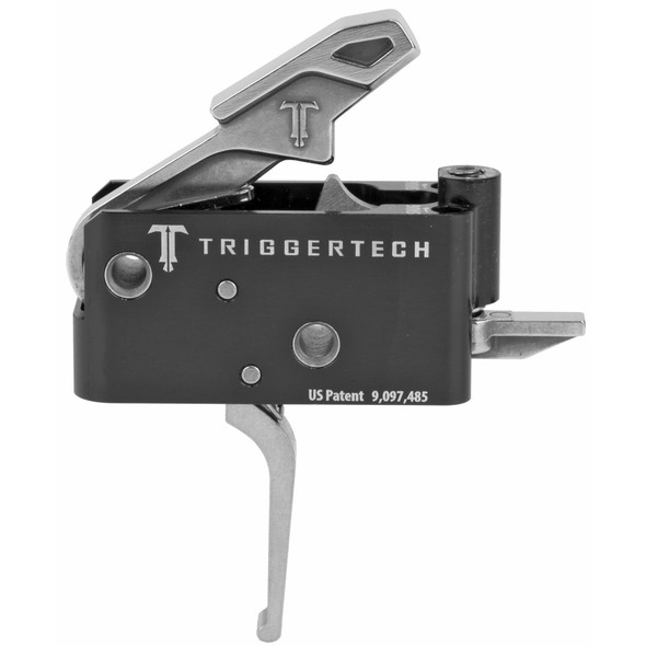 Trigger Tech Adaptable AR-15 Primary Drop In Replacement Trigger Flat Lever Two Stage Adjustable Natural Stainless Steel Finish