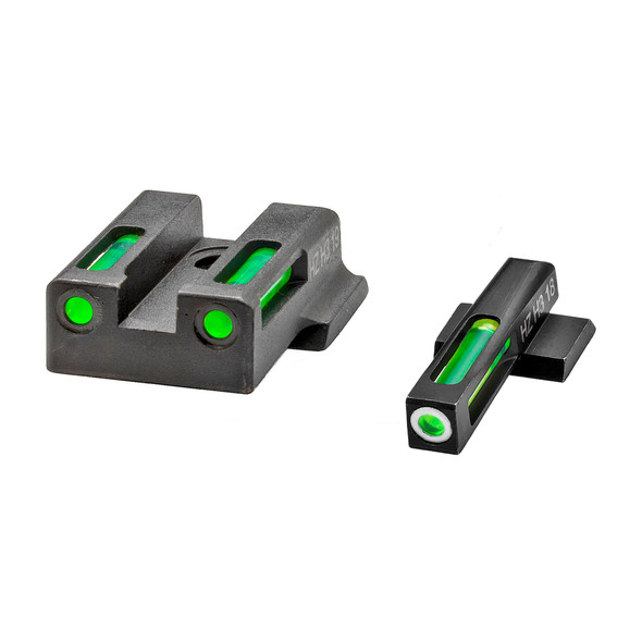 Hi-Viz LiteWave H3 S&W M&P Shield 9 EZ Green Fiber Optic Tritium Front And Rear Sight Set Steel Black