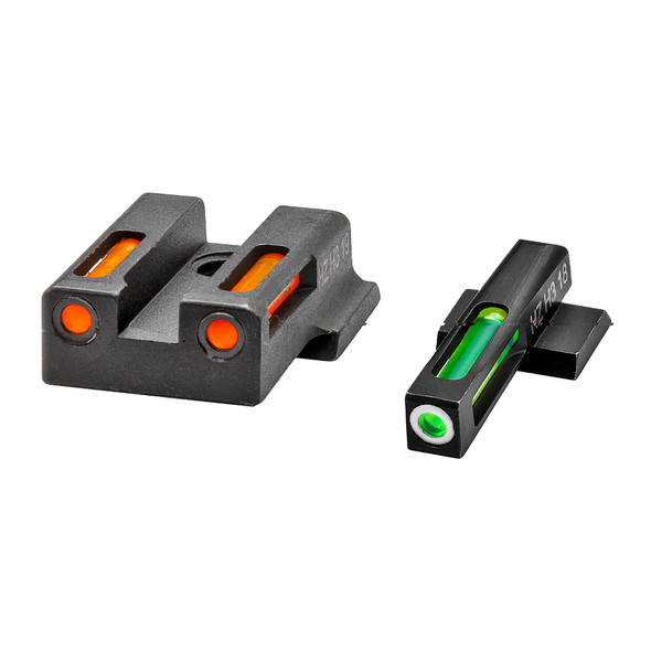 Hi-Viz LiteWave H3 S&W M&P Shield 9 EZ Green Fiber Optic Tritium Front And Orange Rear Sight Set Steel Black