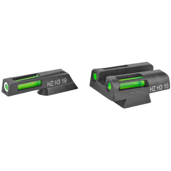 Hi-Viz LiteWave H3 CZ 75/85/P-01 Green Fiber Optic Tritium Front And Green Rear Sight Set Steel Black