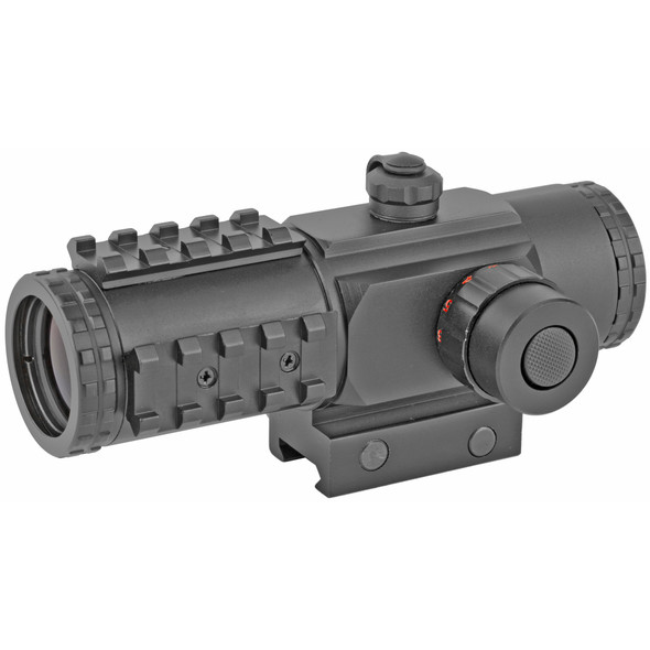 Konus, SightPro, PTS2 Dot Site, Rifle Scope, 3X30mm, 30mm Tube, 2.8 MOA Illuminated Semi Circle and Dot BDC Reticle, Matte Black Finish, Includes Lens Covers and Cleaning Cloth