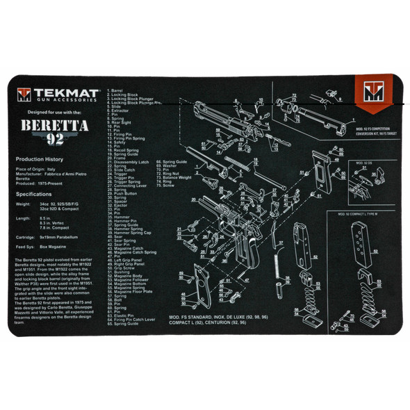 TekMat Beretta 92 Gun Cleaning Mat Neoprene