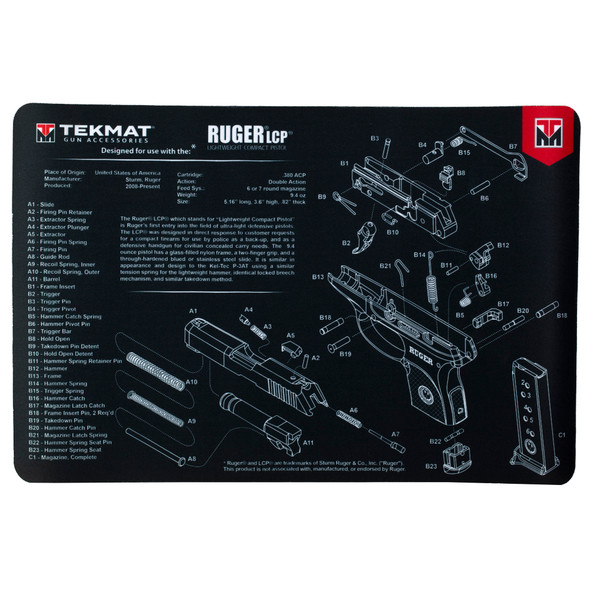 TekMat Ruger LCP Gun Cleaning Mat Neoprene