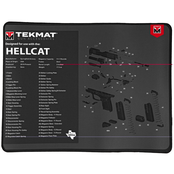 TekMat Gun Accessories Springfield Armory Hellcat Schematic 15"x20" Gun Cleaning Mat Black