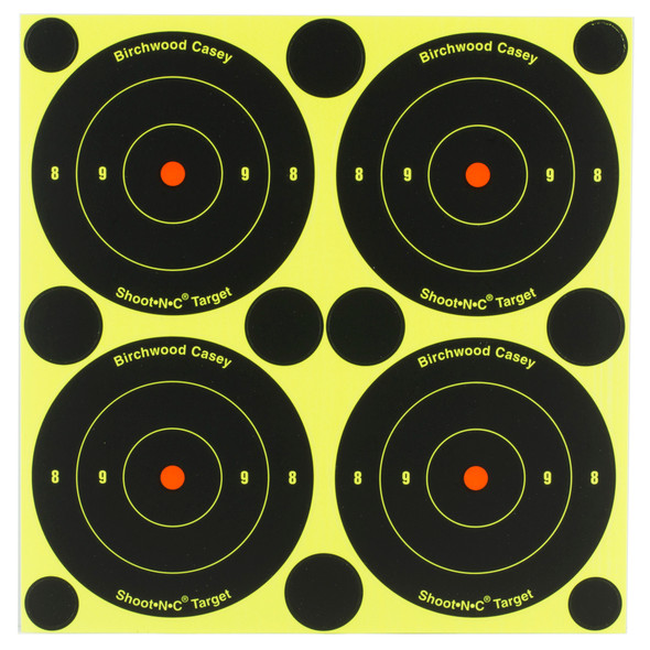 Shoot-N-C Self-Adhesive Targets 3" Round Bull's Eye Black and Yellow 240 Target and 600 Pasters Birchwood Casey