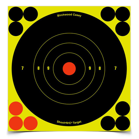 Birchwood Casey Shoot-N-C 6" Bull's Eye Self-adhesive Reactive Paper Target Indoor/Outdoor Repair Pasters 60 Pack