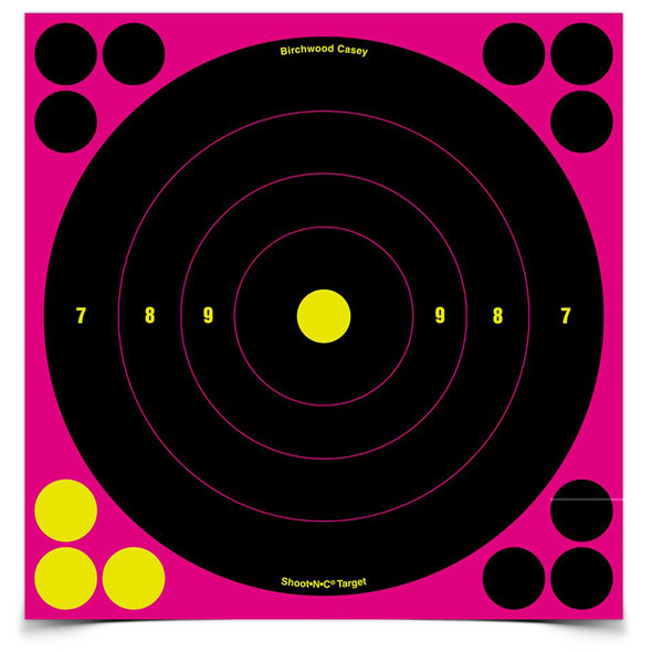 Birchwood Casey Shoot-N-C Target 8" Pink Bullseye 6 Pack