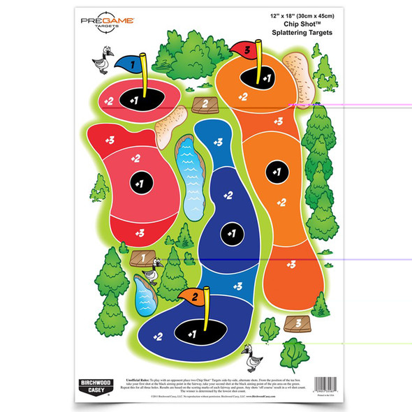 Birchwood Casey Pregame 12"x18" Chip Shot Paper Target Reactive Zones Indoor/Outdoor 8 Pack