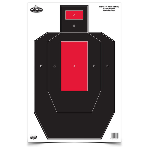 Birchwood Casey Dirty Bird "IPSC Practice" Paper Target 16.5"x24" Red and Black 3 Pack
