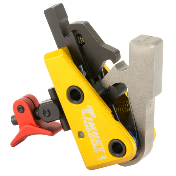 Timney Triggers Calvin Elite Custom AR Drop In Trigger Multi Red Trigger Shoe 1.5LB Pull Aluminum Housing Yellow