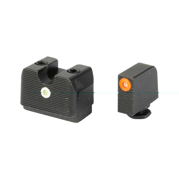 Rival Arms Tritium Handgun Night Sights for Glock 17/19/22/23/31/32 Orange Front Ring CNC Machined Stainless Steel Billet Matte Black Finish