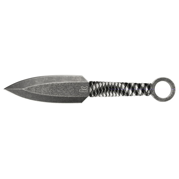 Kershaw ION Throwing Knives Fixed Blade 4.5" Plain Edge Spear Point 3Cr13 Steel Blade Paracord Wrapped Handle Blackwash Finish Clam Package 1747BWX