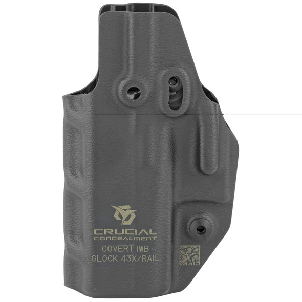 Crucial Concealment Covert IWB Holster fits Glock 43/43X Ambidextrous Optics Compatible Kydex Black