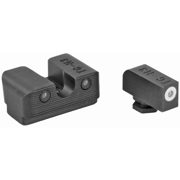 TRUGLO Tritium Pro Sight Set Glock 17, 17L, 19, 22, 23, 24, 26, 27, 33, 34, 35, 38, 39 Gen 1-5 Tritium Green with White Front Outline