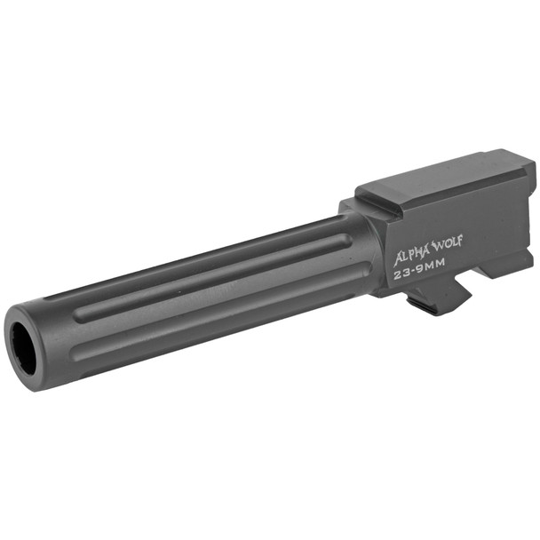 Lone Wolf AlphaWolf Replacement Barrel GLOCK 23/32 9mm Luger Conversion Barrel Fluted Machined 416R Stainless Steel Salt Bath Nitride Coated Matte Black