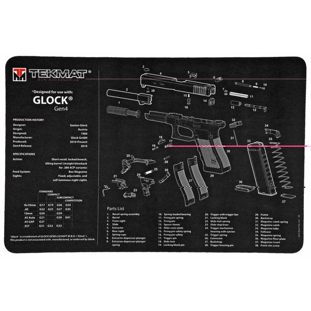 TekMat Glock Gen 4 Gun Cleaning Mat Neoprene