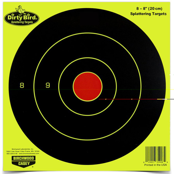 Birchwood Casey Dirty Bird 8" Yellow Round Paper Target Indoor/Outdoor Yellow Eight Pack