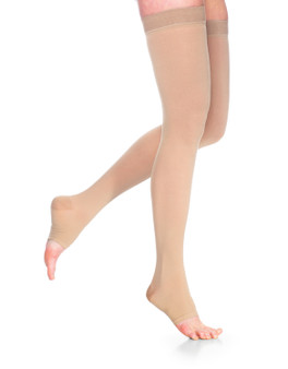 Sigvaris Dynaven 971 Open Toe Thigh Highs w/Grip Top - 15-20 mmHg Light Beige LL