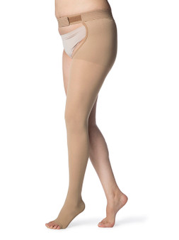 Women's Essential Opaque Thigh-High with Grip-Top, Open Toe, 20-30mmHg