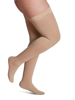 Women's Essential Opaque Thigh-High with Grip-Top, Closed Toe, 30-40mmHg