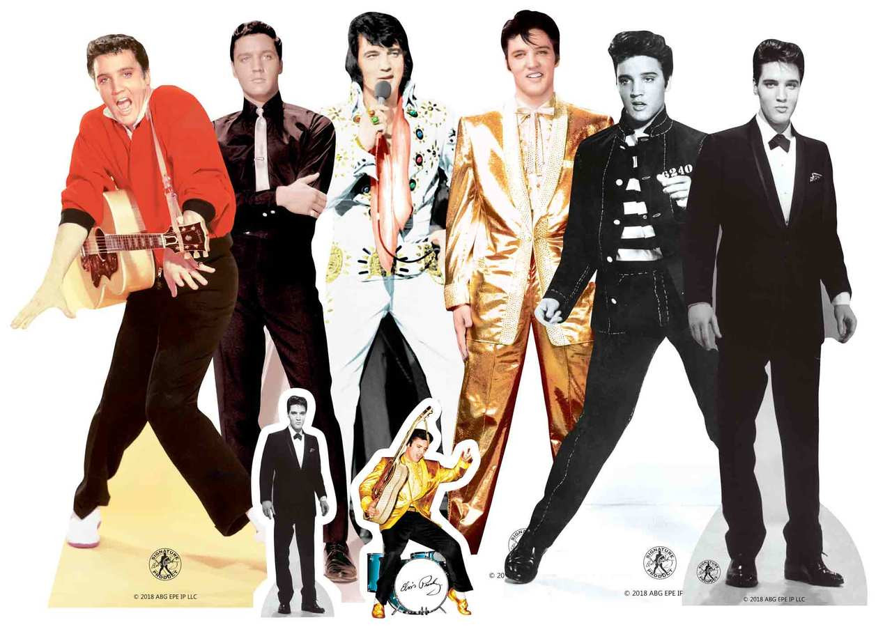 Découpe Carton Elvis Presley - 180 Cm De Haut, Costume Rouge, Accessoire De Fête Neuf