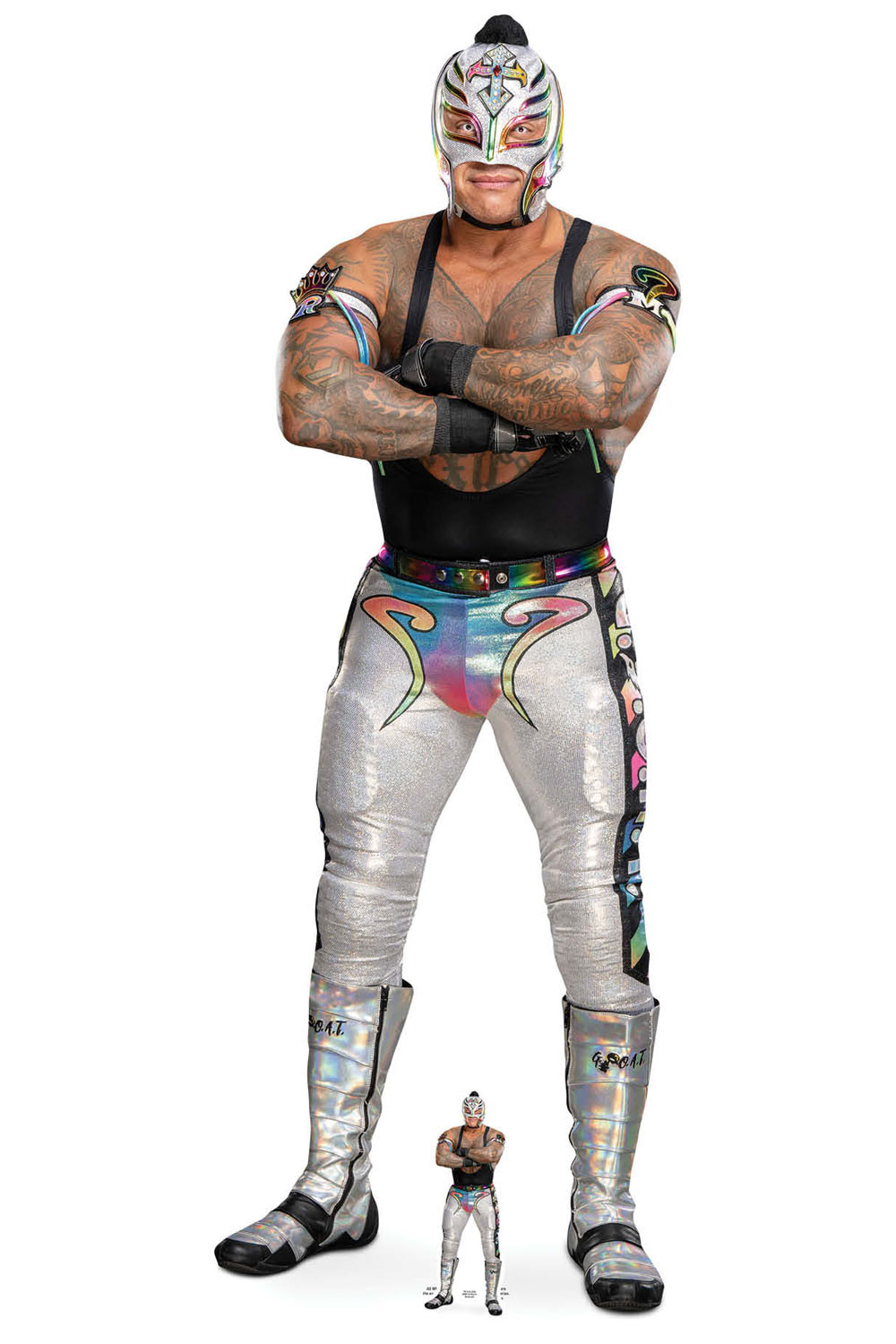 未開封　レア！WWE WCW レイ・ミステリオ　全身コスチュームバージョン レイ ミステリオ シルバー 公式 WWE 等身大段ボール カットアウト