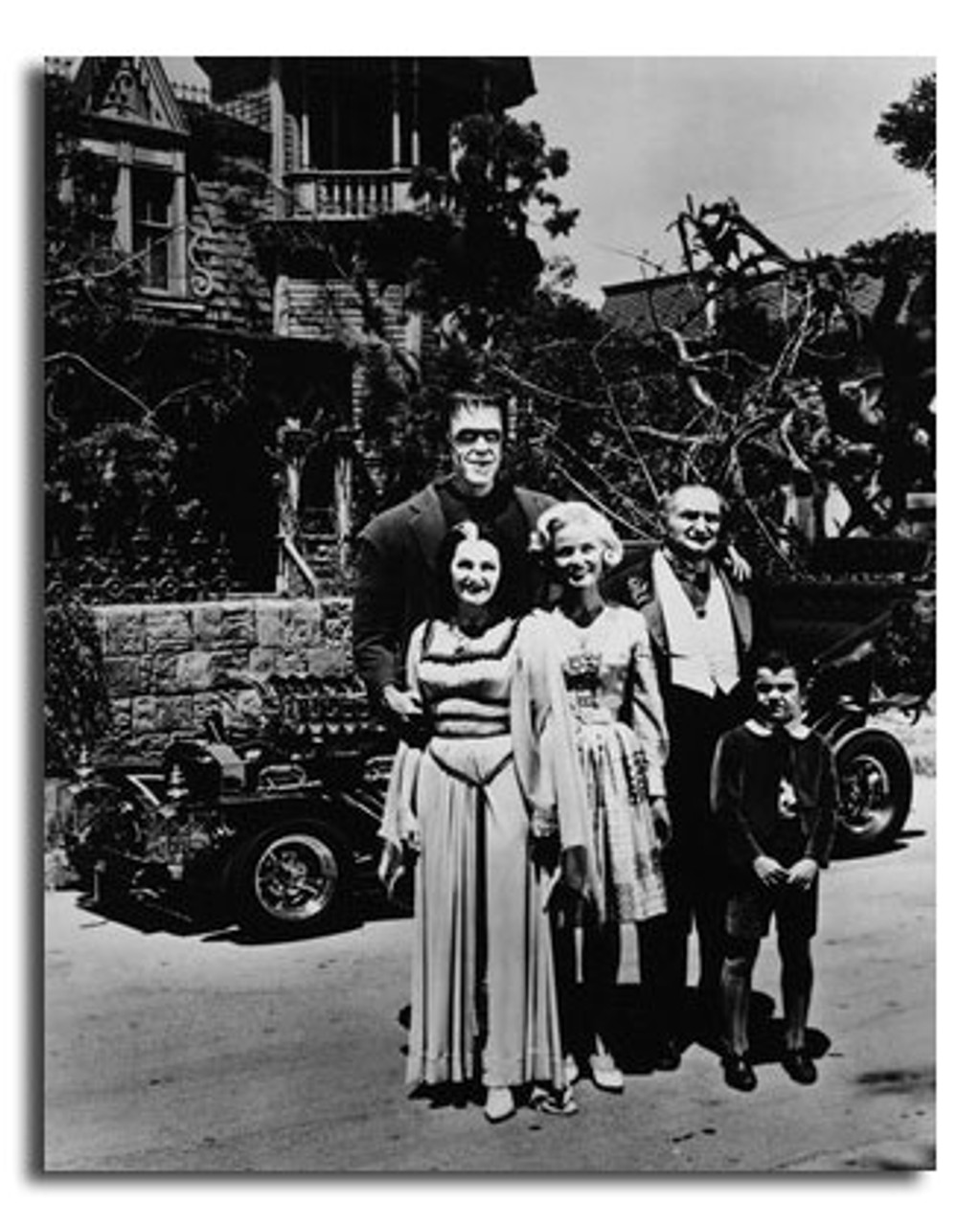 The Munsters Fred Gwynne as Herman outside house with Eddie Butch Patrick 8x10