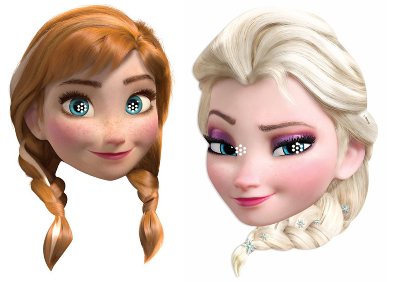 Anna and Elsa from Disney's Frozen Party Face Mask Pack of Two ...