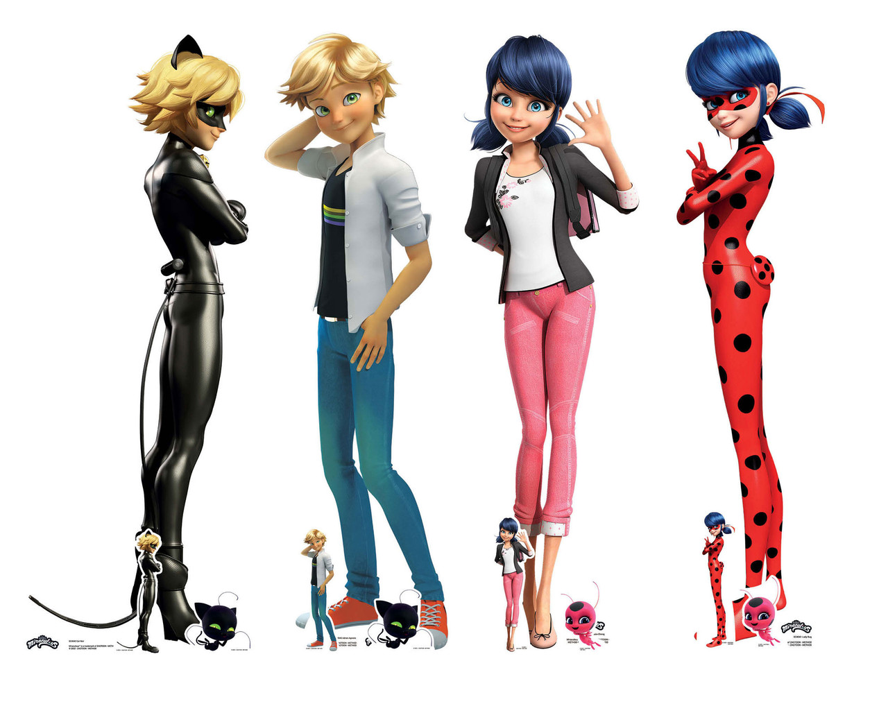 Implacable Ejecutar ola Marinette, Ladybug Adrien Agreste and Cat Noir from Miraculous Cardboard  Cutouts Set of 4