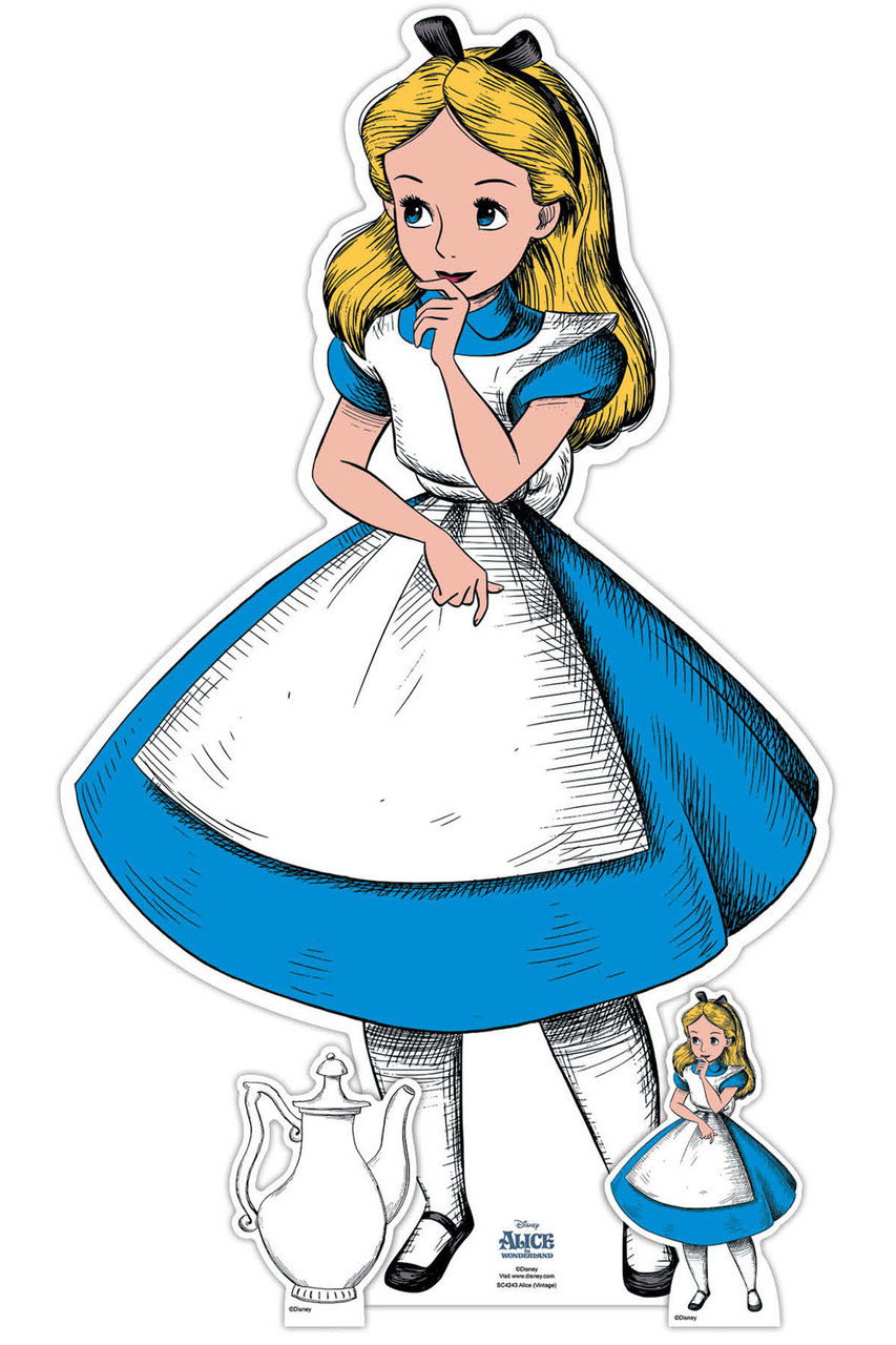 Alice In Wonderland Vintage Cardboard Cutout Disney Mini Standee