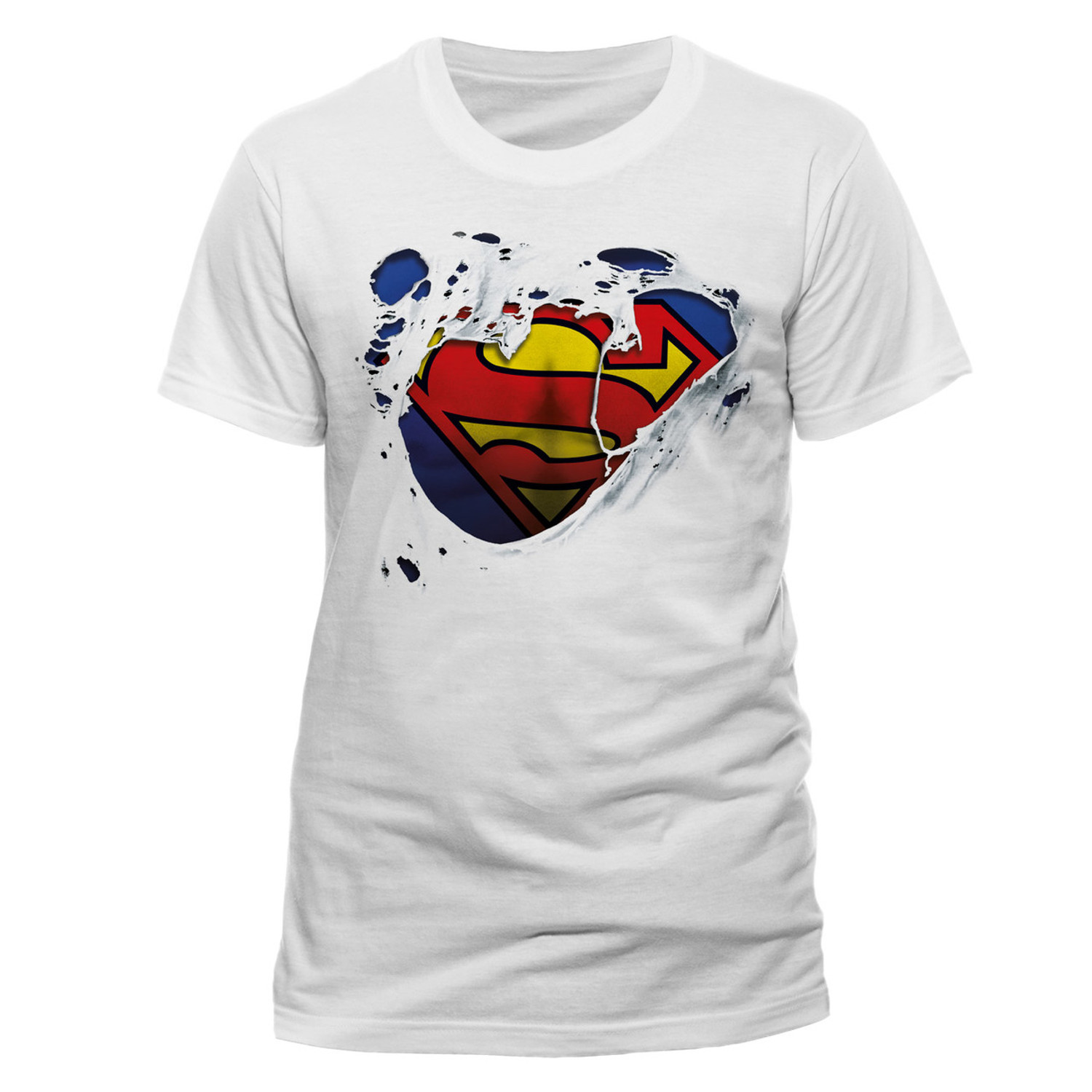 Superman Torn Logo White Official T- Comics T-Shirt. at DC Superman shirts Buy Now Unisex