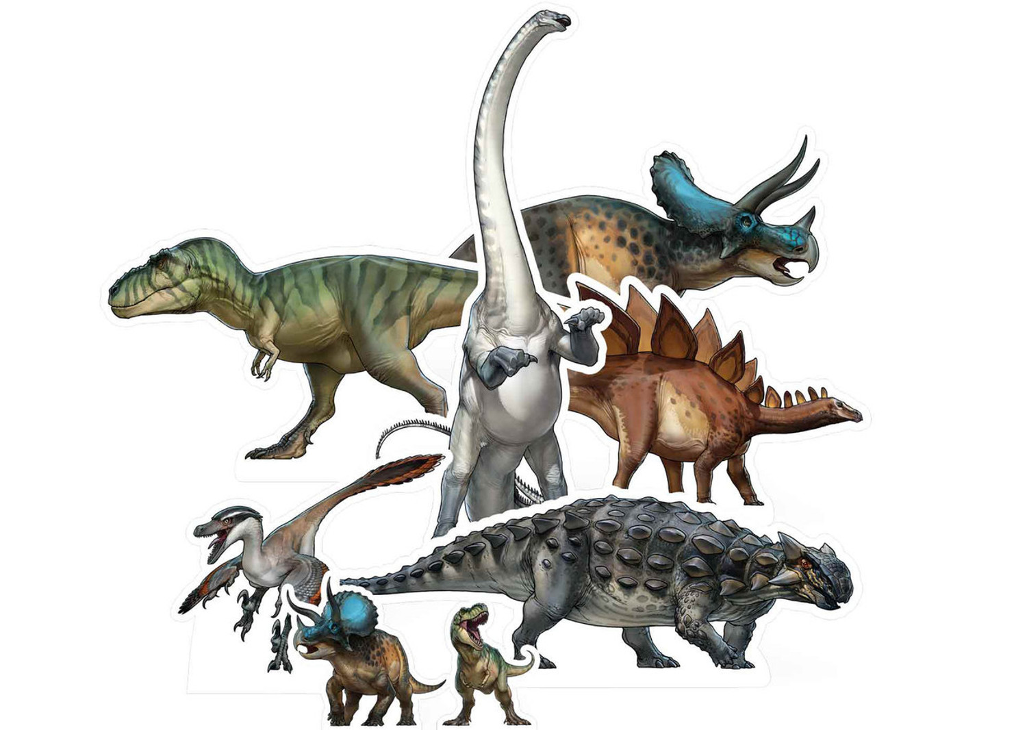 Natural History Museum Dinosaur Table Top Cardboard Cutouts Party Pack of 8