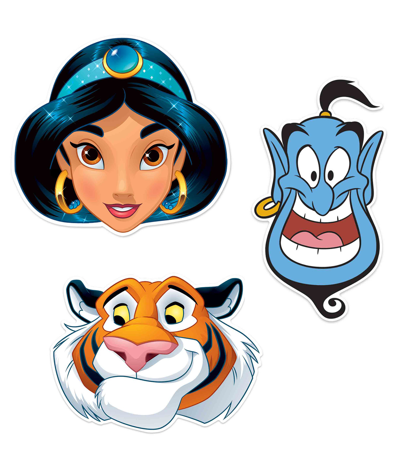 Jasmine, Genie and Rajah from Aladdin Official Disney Child Size 2D Mask  Variety 3 Pack