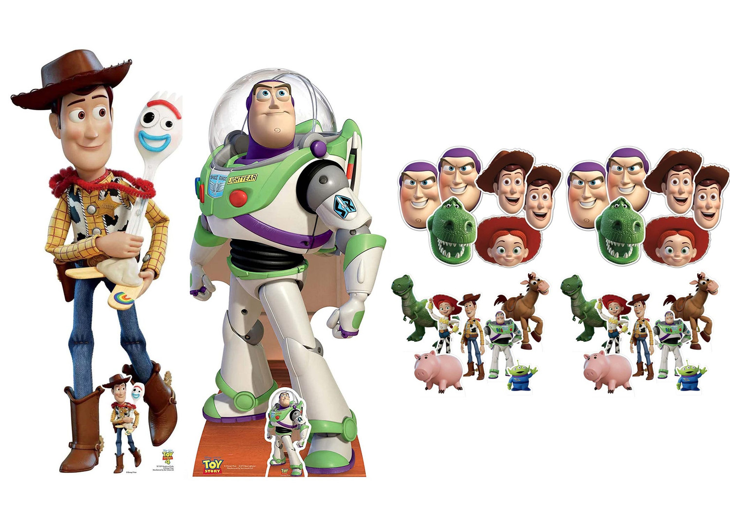 Woody and Buzz Toy Story Party Pack with Cardboard Cutouts, Masks and  Tabletops