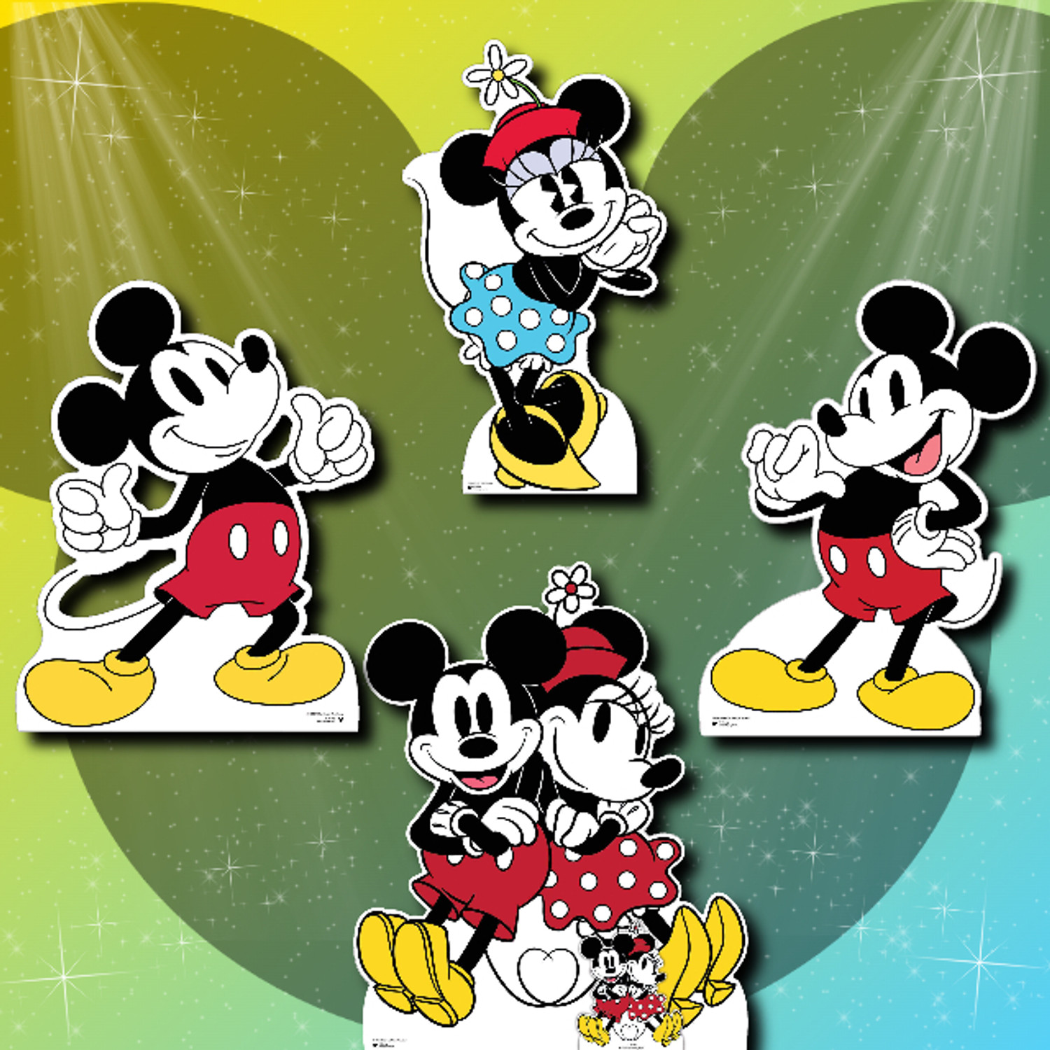 Minnie Maus, blauer Rock, Pappaufsteller, offizieller Disney Aufsteller