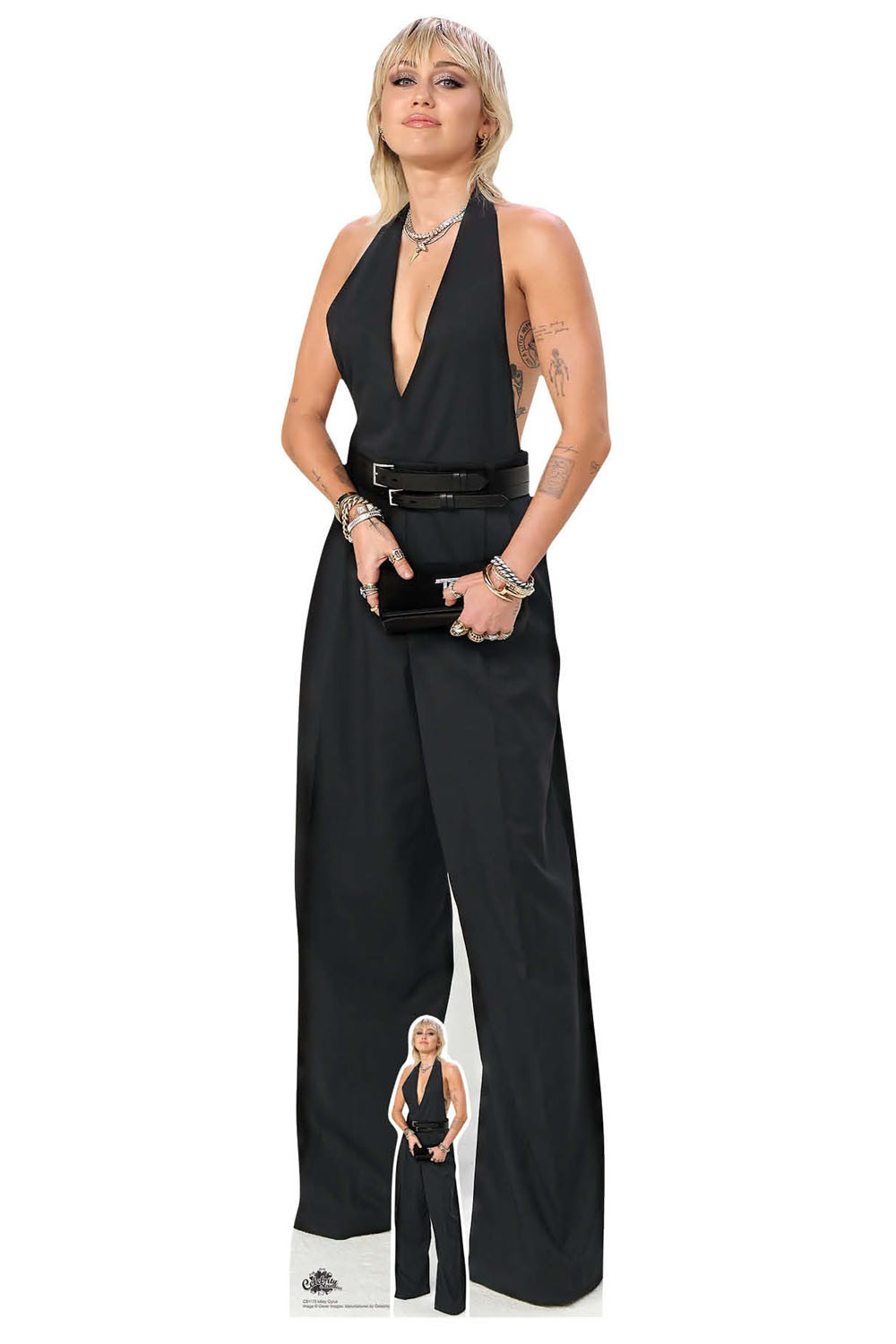 CS707 Miley Cyrus (Black Dress) Height 174cm Lifesize Cardboard Cut Out With Mini