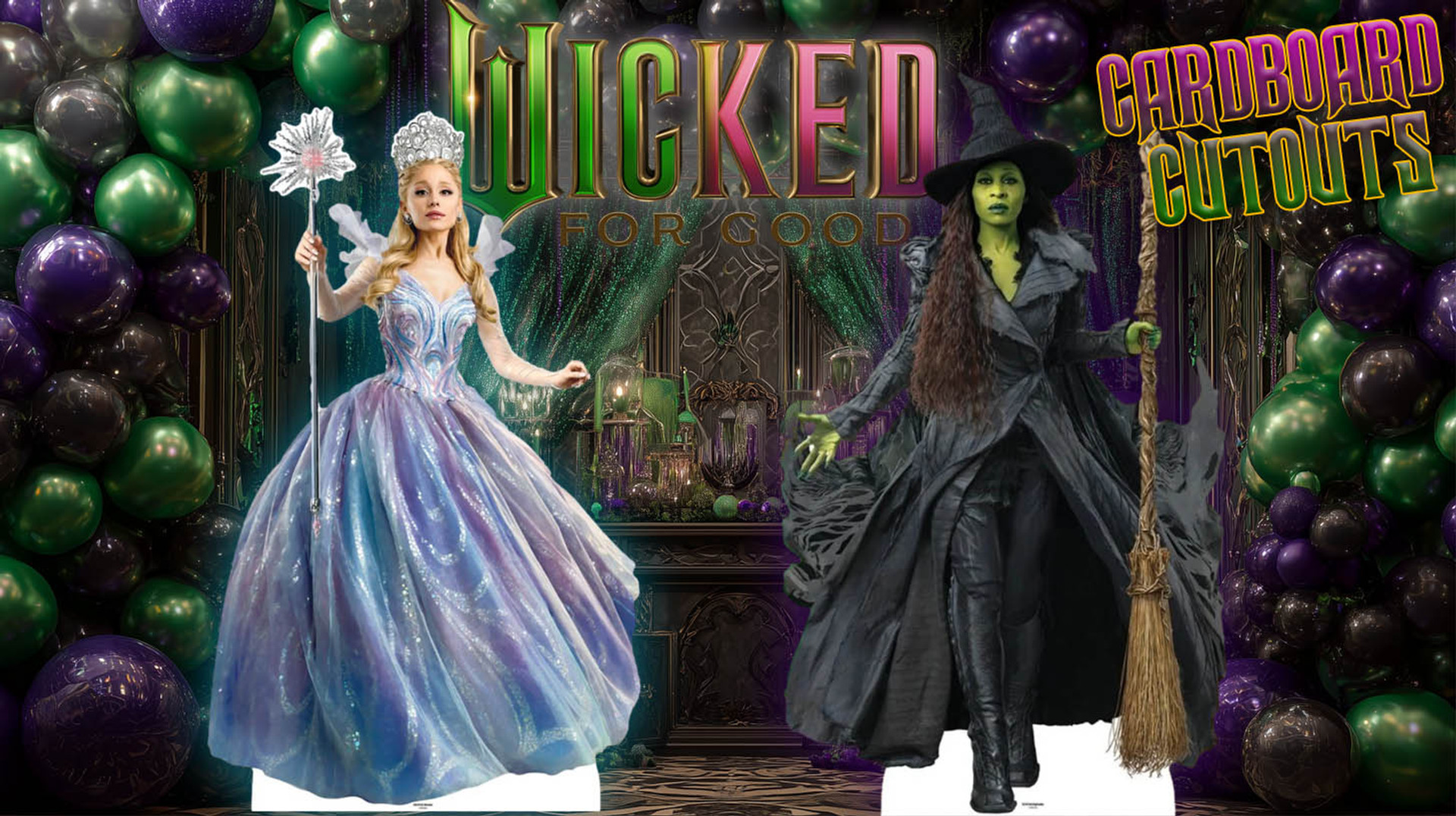 Wicked for Good cardboard cutouts, backdrops and sailboards