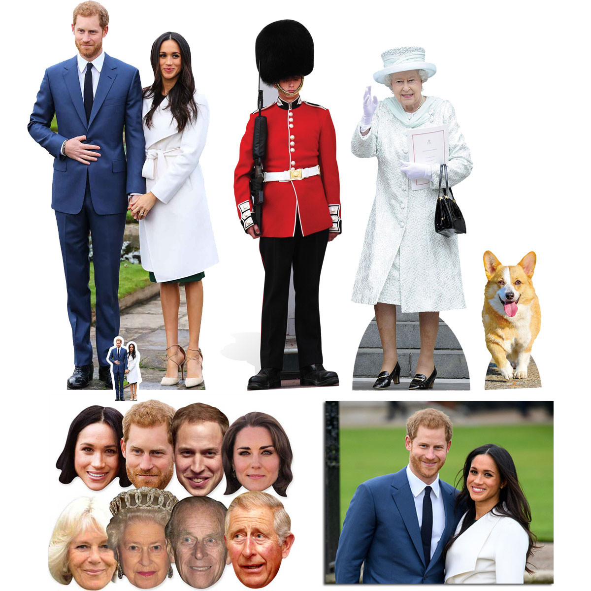 Royal Wedding 2018 Prince Harry & Meghan Markle Cutout & Mask Platinum ...
