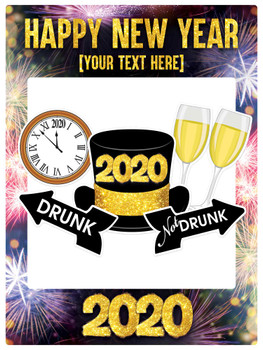 Personalised Happy New Year Foamex Selfie Photo Frame and Props Personalised Happy New Year Foamex Selfie Photo Frame and Props