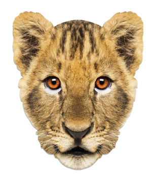 Lion Cub Animal Single 2D Card Party Face Mask Lion Cub Animal Single 2D Card Party Face Mask