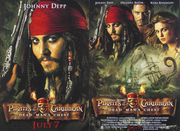 PIRATES OF THE CARIBBEAN: DEAD MAN'S CHEST (Mini - Double Sided Diff Images) (2006) Original Mini CINEMA POSTER
