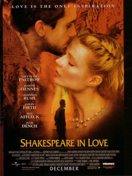 Shakespeare amoureux (double face régulière) (1998) affiche de cinéma originale