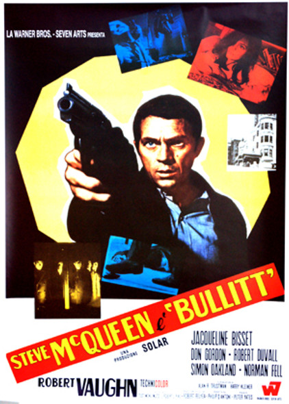 Bullitt (italiensk genoptryk) (1968) genoptrykt biografplakat