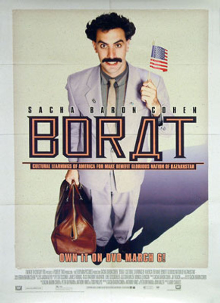 Affiche publicitaire vidéo/dvd originale de Borat (vidéo simple face)