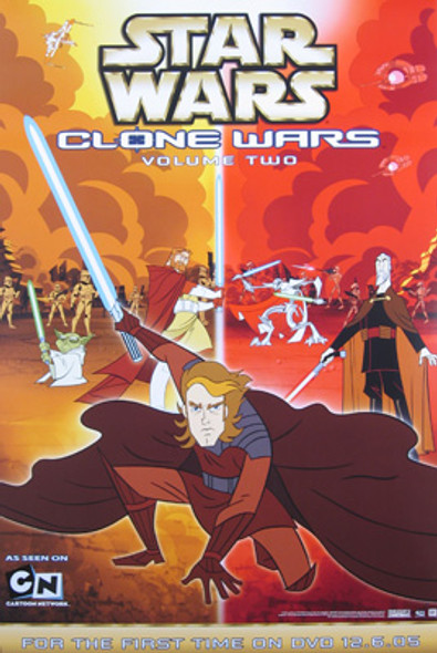 STAR WARS: CLONE WARS (Double Sided Video/DVD Vol 2) ORIGINAL VIDEO/DVD AD POSTER
