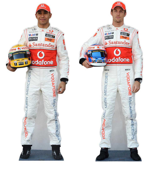 Jenson Button & Lewis Hamilton ensemble de découpes en carton grandeur nature