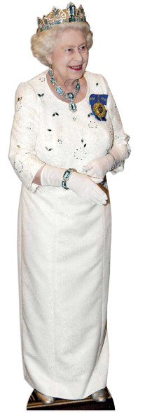Queen elizabeth ii - robe blanche découpe en carton grandeur nature