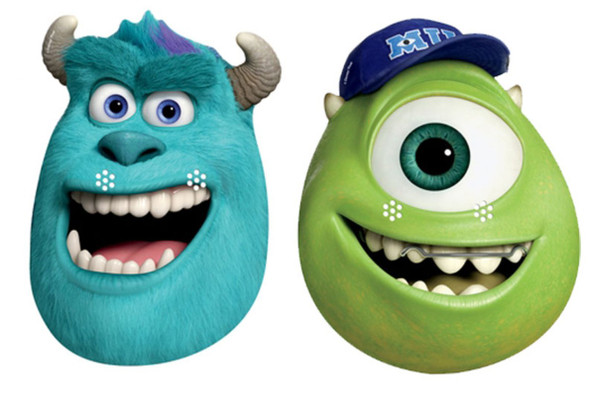 Lot de 2 masques de fête Sulley et Mike (Monsters University)